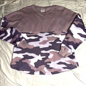 Victorias Secret PINK Varsity Crewneck Sweater  Dreamy Lilac Camo size XS